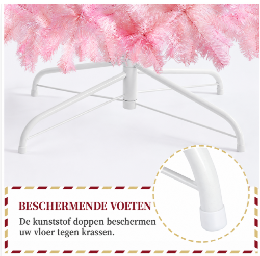 Yaheetech Kunstkerstboom 154 cm - Roze - 398 Takken - Opvouwbare Standaard