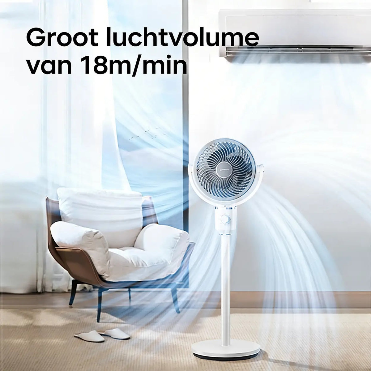 Airmate Luchtcirculatieventilator - Verstelbaar 45–108 cm - 3 Bladen