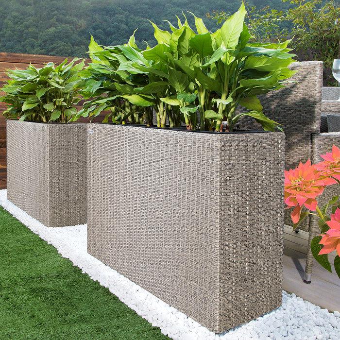 Casaria Polyrattan bloembak crème 95x27x60cm
