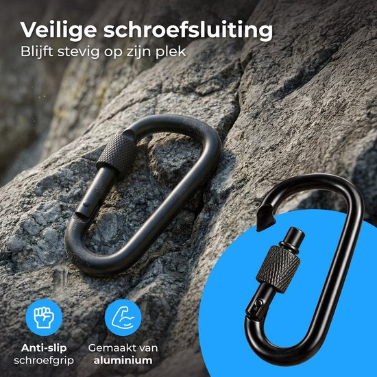 Nuvance Karabijnhaak - 5 stuks - Karabijnhaak Sleutelhanger - 77mm - Musketonhaak - Carabiner