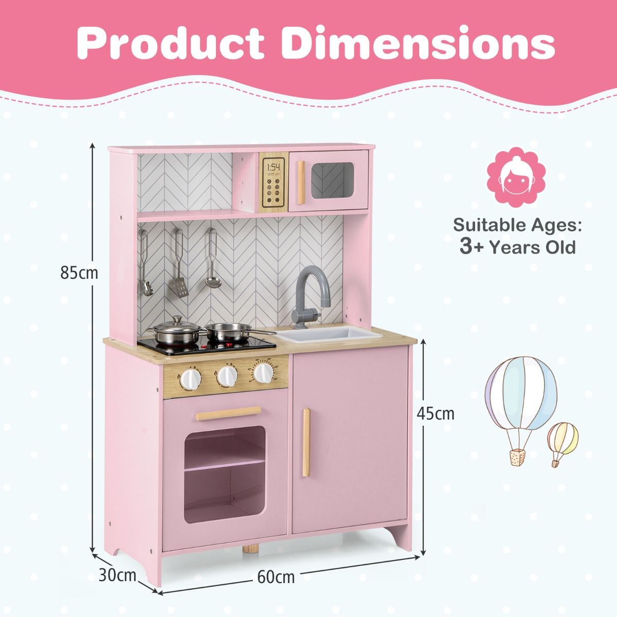 Coast Houten Speelkeuken voor Kinderen - licht en geluid - magnetron en oven - roze