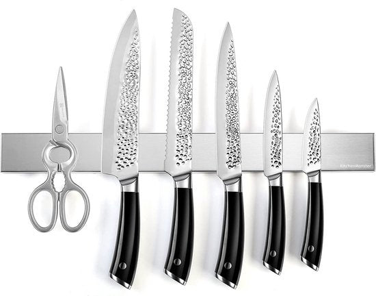 KitchenMonster® Messenmagneet Messenblok 40 cm - Magnetische Messenhouder Inclusief Zelfklevend Tape (3M) en Schroefbevestiging - Messenmagneetstrip RVS
