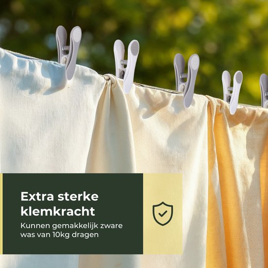 Gandria Wasknijpers 24 Stuks - Kunststof Wasknijpers - Set van 24 Plastic Knijpers - Wasrek Knijpers 10 Kg - Grijs/Wit en Wit/Grijs