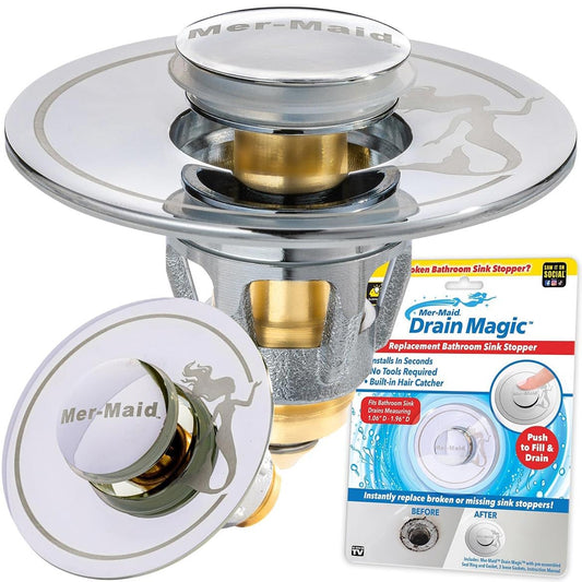 Mer-Maid Drain Magic Afvoerstopper - Chroom/Messing