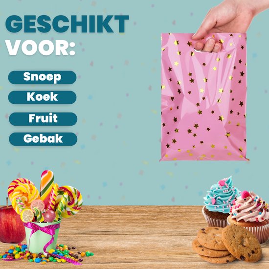 Feestio Uitdeelzakjes 100 Stuks - Snoepzakjes - Traktatie Zakjes Kinderfeestje - Cadeauzakjes Cadeautasjes
