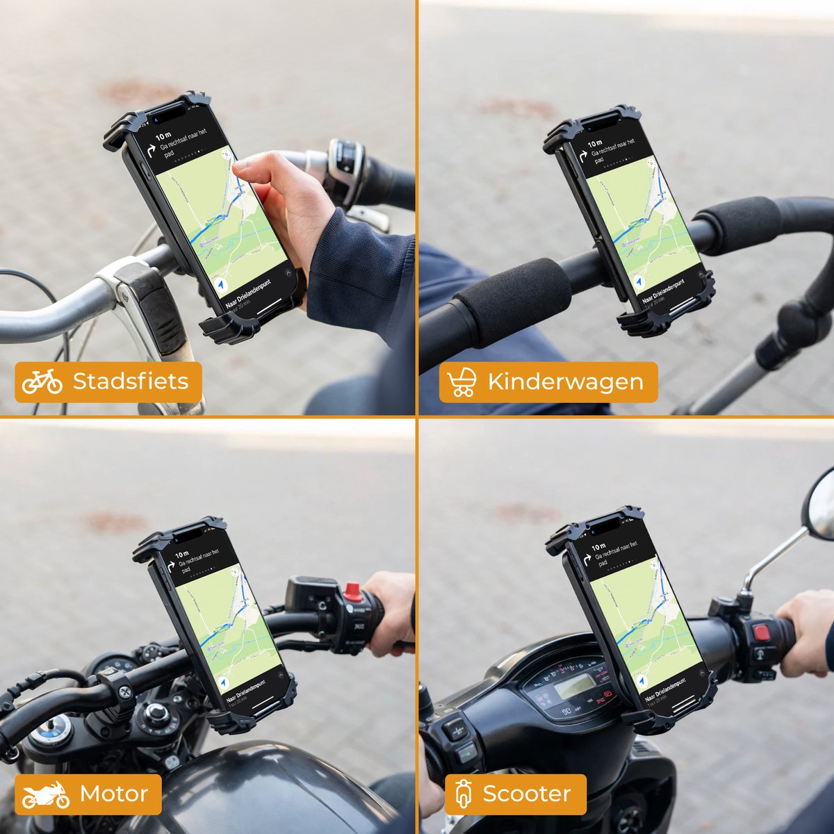 Nuvance Telefoonhouder Fiets - 360° Draaibaar - Voor 4,7-6,8 inch - Zwart