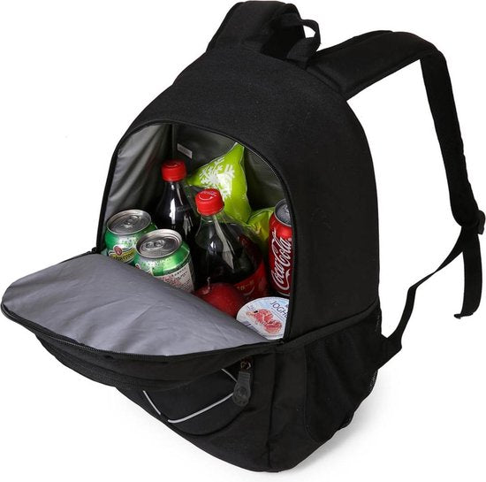 Koeltas Rugzak (25L) - Geschikt voor 28 Blikjes - Lunchtas voor Dames en Heren - Zwart