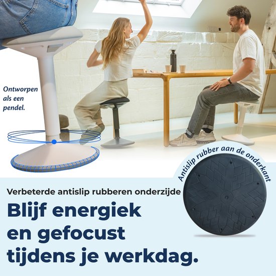 Backerz Wiebelkruk - Ergonomische Wiebel Stoel hoogte 40-60cm - Balanskruk - Zit Sta kruk - Zadelkruk Zwart