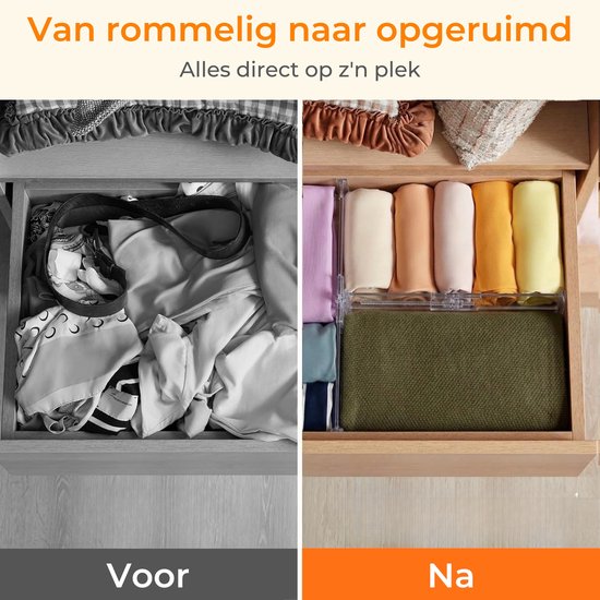 Posity Ladeverdeler - Verstelbaar & Uitschuifbaar - 12 Stuks - Lade Organizer - Voor Keuken, Slaapkamer & Kleding - Kunststof - Transparant