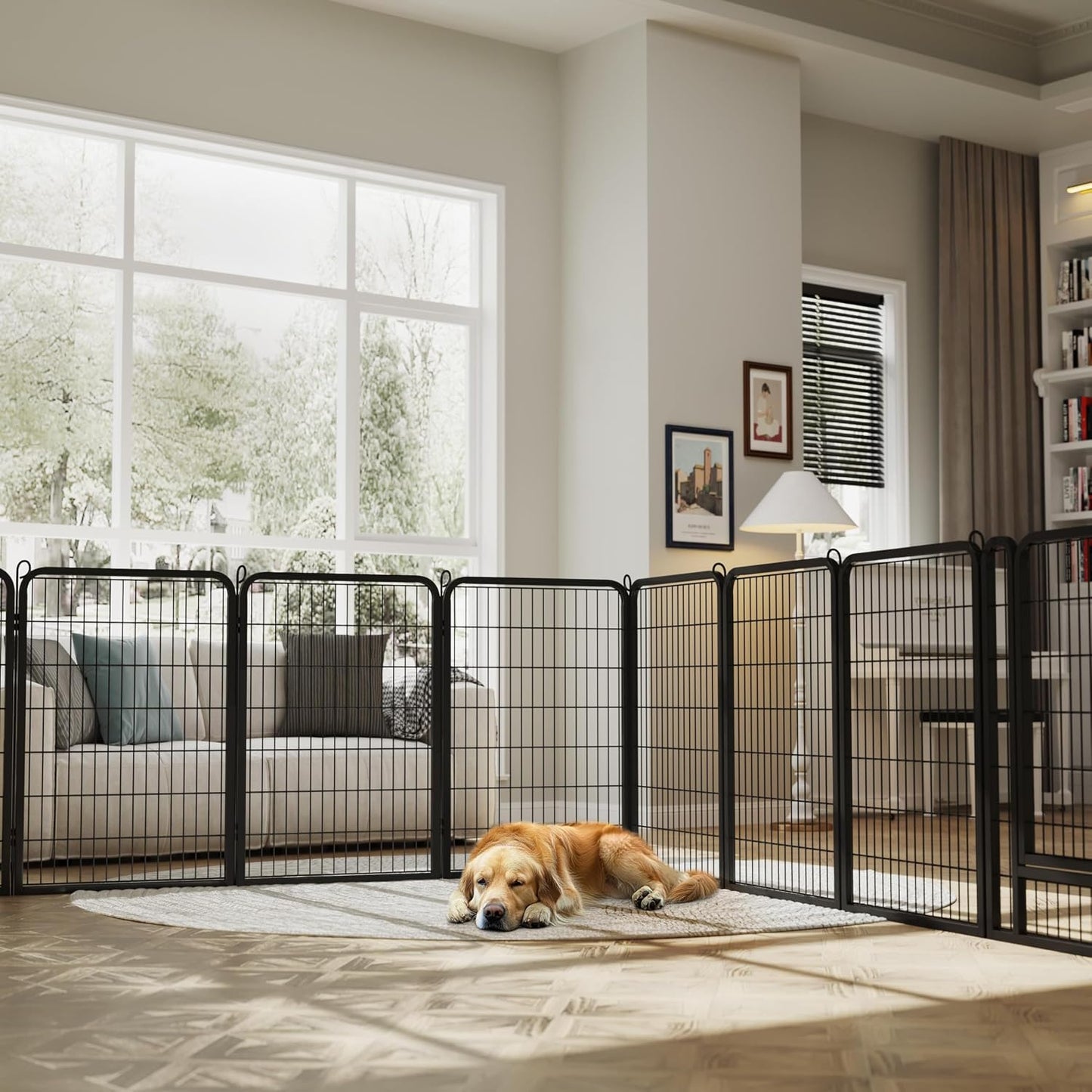 Yaheetech Puppyren 6-delige Metalen Puppyloopstal met Deur - 100 cm Hoog - 68 x 100 cm per Paneel - Zwart