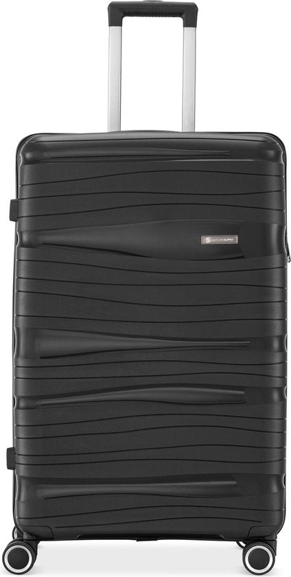 SC Travelin' Charm – 28-inch Grote Reiskoffer - Cijferslot - 41x24x69 cm - 98L - Lichtgewicht, Waterdicht & Duurzaam - Zwart
