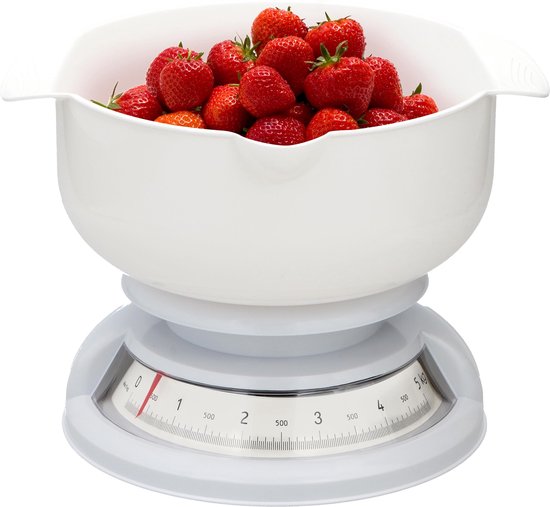 Alpina Keukenweegschaal met Kom - tot 5 kg - Wit - 24x11x23cm