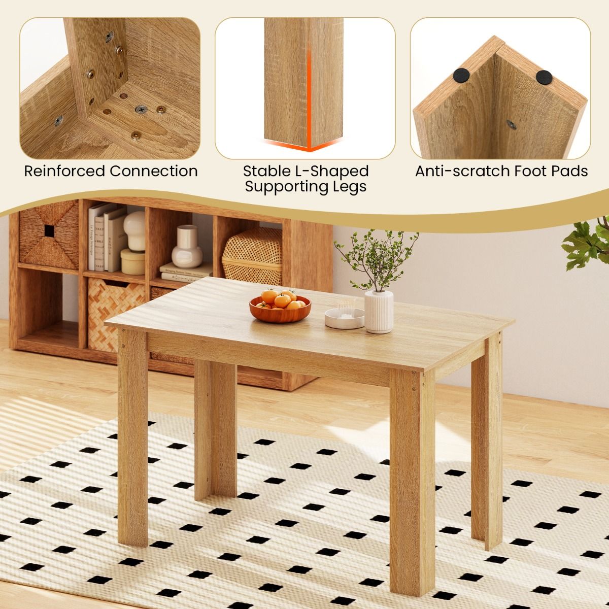 Coast Eettafel - rechthoekig - 4 tot 6 personen - hout - natuur - 120 x 70 x 75 cm