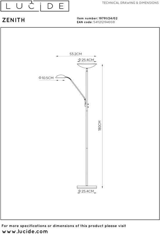 Lucide ZENITH - Leeslamp - LED Dimbaar - 3000K - Mat Goud / Messing