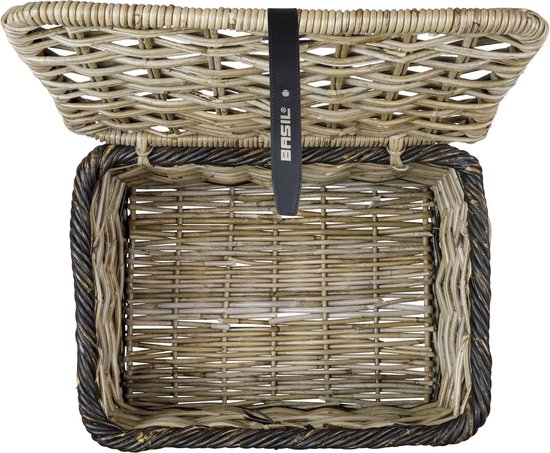 Fietsmand Basil Dijon L met deksel 36 x 49 x 30 cm - grijs/zwart