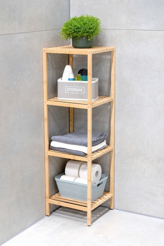 Alpina Badkamerrek 4-laags - Badkamermeubel - 32x33x108,5cm - Bamboe