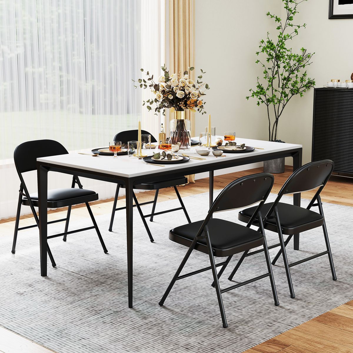 Coast Klapstoelen Set van 2 - metalen frame - kunstlederen bekleding - zwart