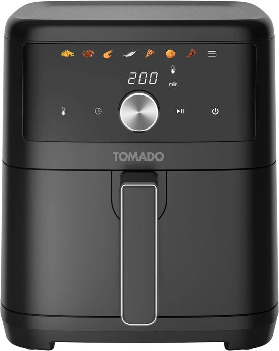 Tomado TAF6001B - XXL Airfryer - 6 liter - Hetelucht friteuse - 1000 gr friet - Digitaal display - Zwart