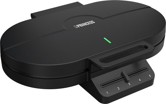 Princess 132384 Dubbel Wafelijzer - 10 hartvormige - 1200W - Regelbare thermostaat- 5 standen - Anti aanbaklaag - PFAS-vrij - Zwart - Gaufrier