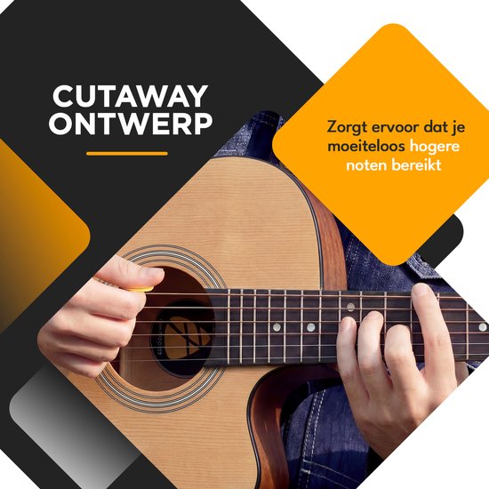 Finesse Premium Akoestische Gitaar - 4/4 41" - Massief Sparrenhout - Western Gitaar - Gitaar Kind & Volwassenen - Naturel