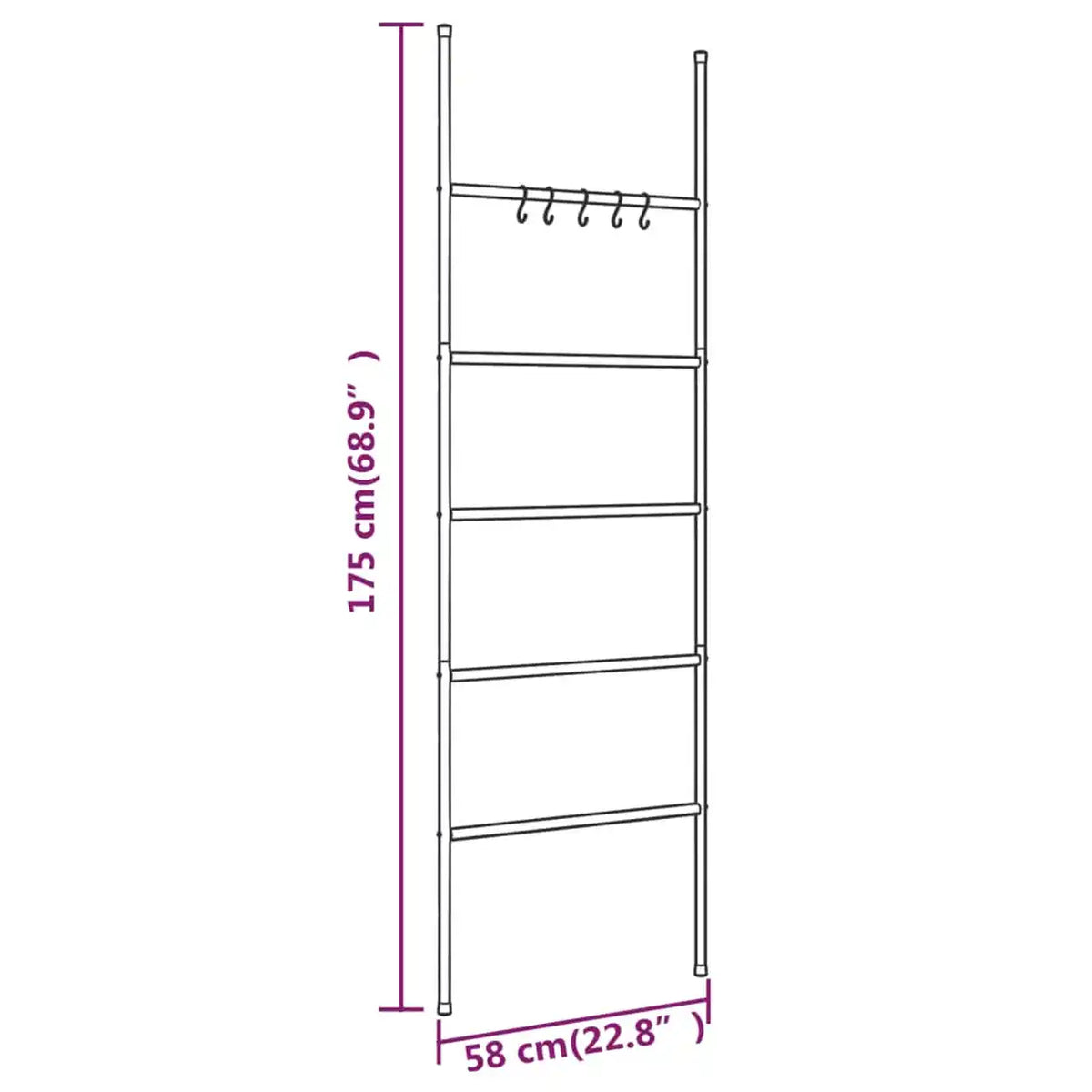 Minghou Ladder Droogrek voor Handdoeken en Kleding - Zwart Metaal