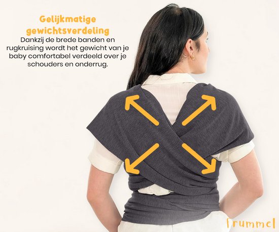 Frummel Baby Draagdoek Donkergrijs - Draagzak - Baby Wrap - Baby carrier - Draagdoek baby - Baby 0-36 maanden - Newborn