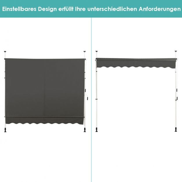 Coast Zonnescherm - Waterdicht Schaduwdoek - 250 x 120 cm - Grijs