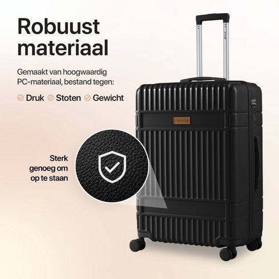 SKYCASES Classic Heritage - Grote Reiskoffer - TSA Slot - 76x52x30 cm - 100L - XL Rolkoffer - 360° geruisloze wielen - Lichtgewicht - Trolley - Zwart
