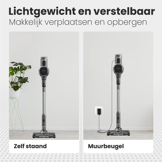 Auronic – Steelstofzuiger Draadloos – 220 watt & 23 kpa Zuigkracht – Voorzien Van Extra Accu En Wasbaar Hepa-filter – Tot 100 Minuten Gebruikstijd – Grijs Kunststof En Metaal