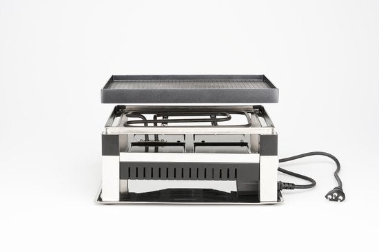 Solis Raclette & Pizza Grill - Gourmetstel 4 Personen - Raclette Gourmet Stel - Tafelgrill met 4 Verschillende Functies