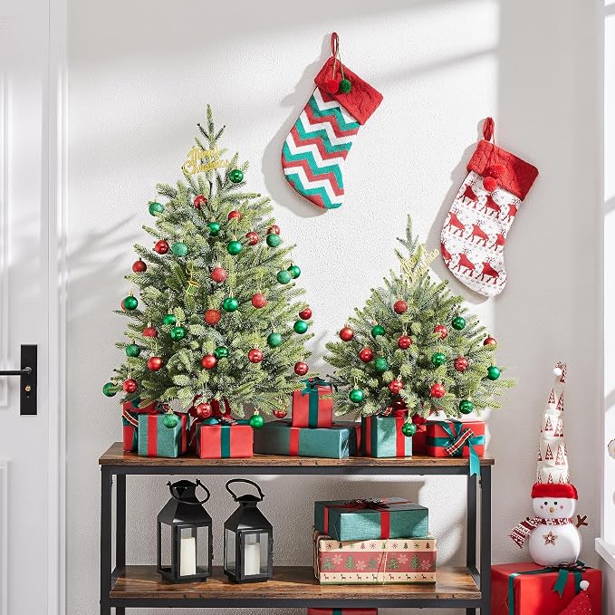 Yaheetech Mini Kunstkerstboom 61 cm - Groen - Tafelkerstboom met Cementen Voet en 62 PE Takken
