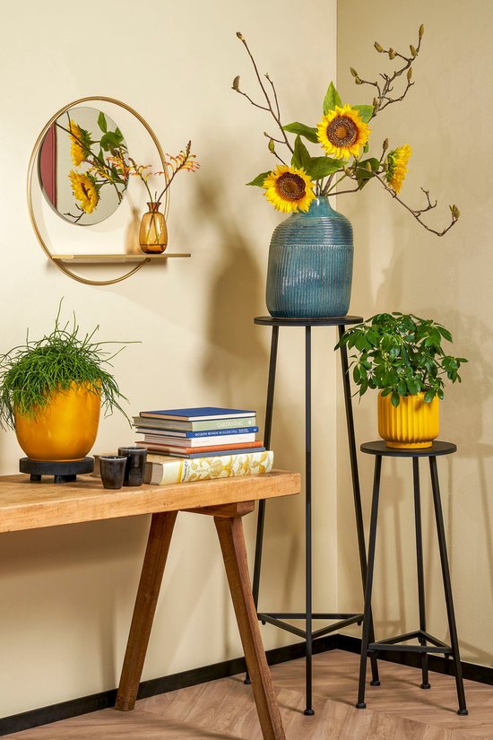 Mica Decorations Plantentafel - H120 x Ø35 cm - Metaal - Zwart