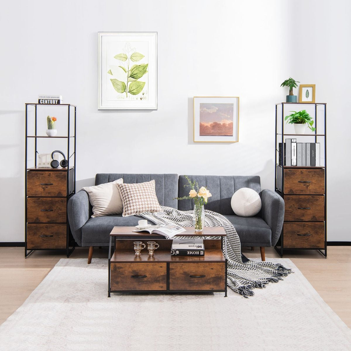 Coast Staande Boekenkast Met Laden - 43 x 39 x 156 cm - Bruin