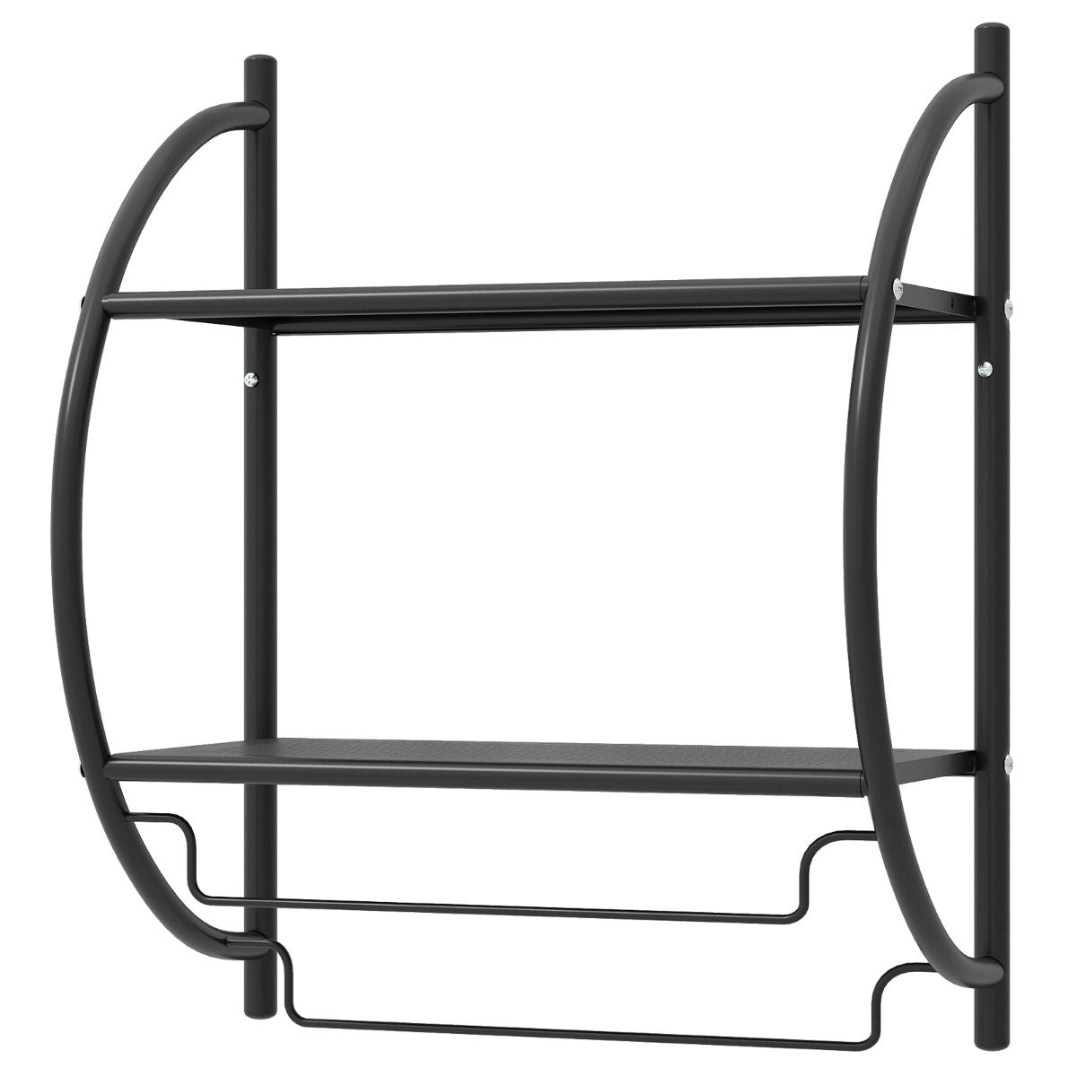 Coast Handdoekhouder voor de badkamer - wandmodel - met planken en handdoekstangen - zwart 45 x 25,5 x 55 cm