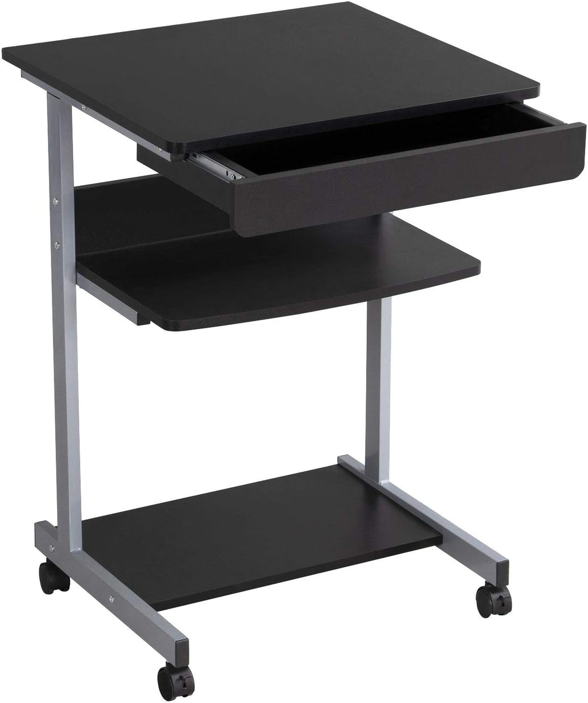 Yaheetech klein Mobiel Computerbureau 56 x 51 x 80 cm - Zwart - met wielen