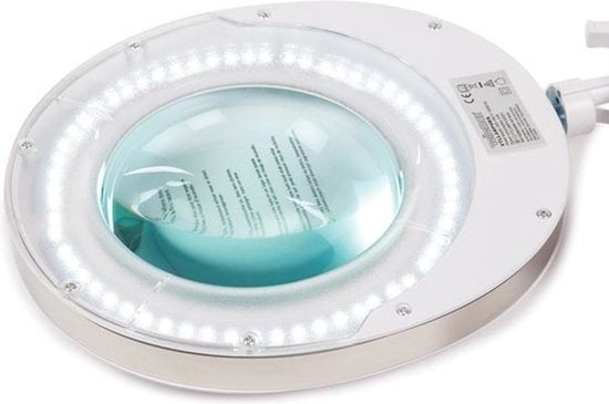 Velleman Ledloeplamp met klem, zwenkarm, aan/uit-schakelaar en dimfunctie, 60 leds, vergroting 2.25x, voor kinderen, volwassenen, senioren, lezen, diamond painting, hobby, werken, wit