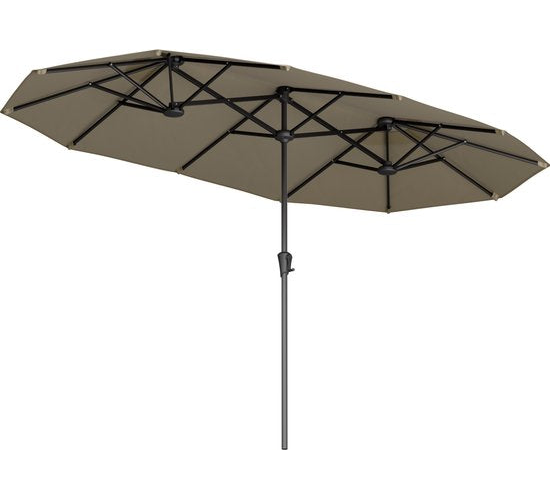 LifeGoods Dubbele Parasol - Tuin - 220x400cm - tot 8 Personen - Waterdicht - UPF50+ - Taupe