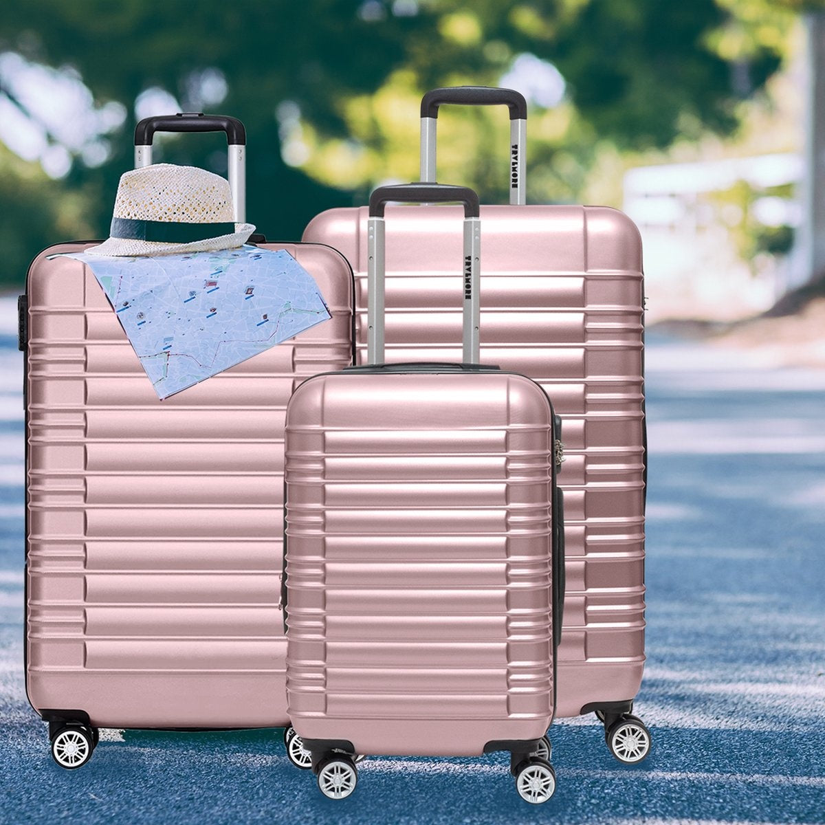 TRVLMORE Kofferset - 3 Delig - 38L Handbagage + 70L en 110L Ruimbagage - Roségoud