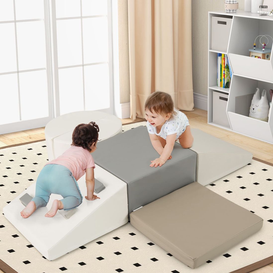Coast 6-delig Foam Klimspeelgoed – 40×20×40 cm – Wit PU-leer