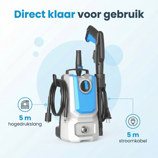 Lugia Jet+ Hogedrukreiniger 1300W – 90 Bar – Compact & Krachtig – Inclusief Spuitpistool en Zeepfles – Voor Auto, Terras en Tuin