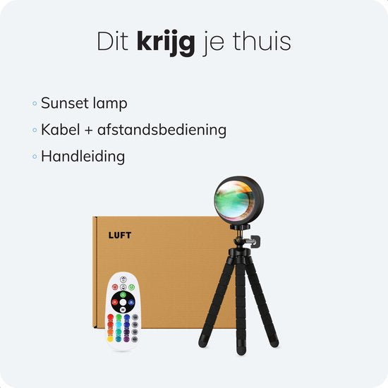 Sunset Lamp - incl app en afstandbediening - Tiktok Projectielamp - Sfeer Projector - Verlichting - 16 kleuren - Luft