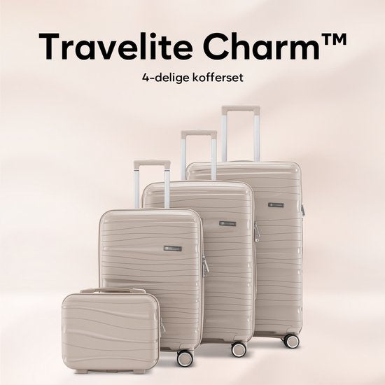 SKYCASES Travel One – 28-inch Grote Reiskoffer - Cijferslot - 50x29x77cm - 98L - Lichtgewicht, Waterdicht & Duurzaam - XL Rolkoffer Groot - Beige