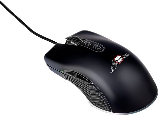 No Fear Gaming Muis - 7200dpi - RGB Muis met LED-Verlichting - 1.5M Kabel - USB 2.0 Aansluiting - Zwart