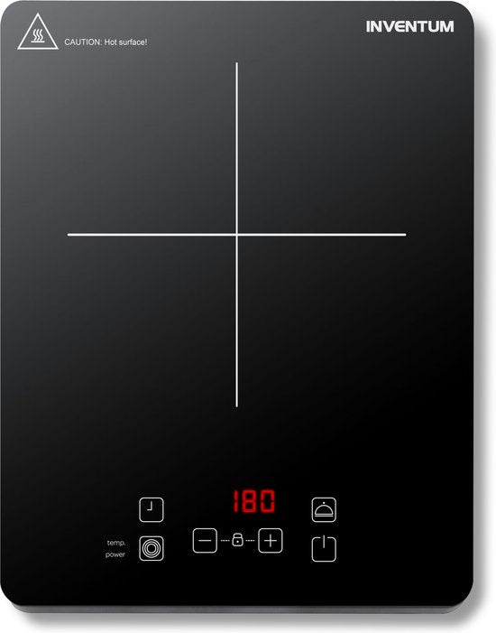 Inventum KI120T - Inductie kookplaat - 1 kookzone - 2000 watt - 10 standen - Pan 15 tot 20 cm - Timer - Kinderslot - Zwart