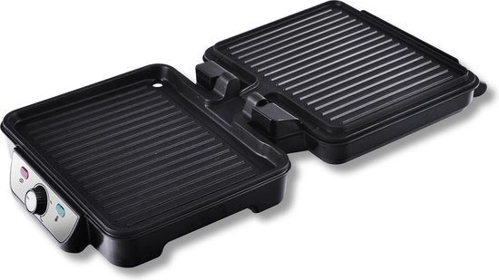 Inventum CG618 - Contactgrill - Tafelgrill - Grilloppervlak 28 x 23 cm - PFAS vrij - Anti aanbaklaag - 1800 watt - RVS/Zwart