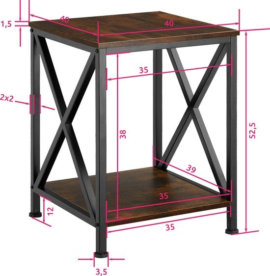 tectake® - Bijzettafel Carlton industrial dark - 404358