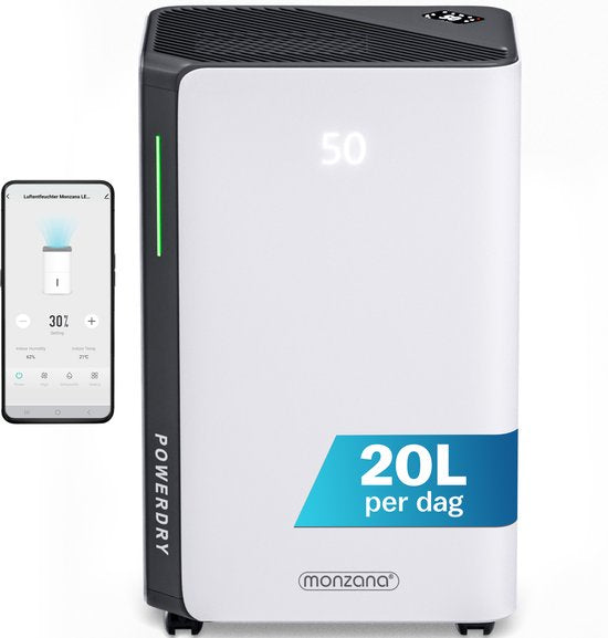 Monzana Luchtontvochtiger - Wifi App 20 tot 30m² 20l/dag - Wit