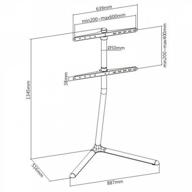 VDD Tv standaard - 70 inch beeldscherm - 52x89x134cm - Zwart