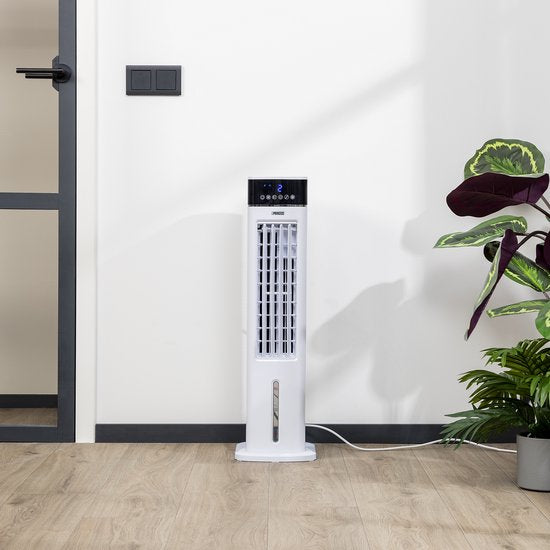 Princess Slimme Aircooler met App & Afstandsbediening – Luchtkoeler Zonder Slang – 3,5L Waterreservoir – Oscillerende Ventilator met Verkoeling – Mobiele Air Cooler voor Slaapkamer, Woonkamer, Kantoor – Wit – Energiezuinig – Timer - 358640