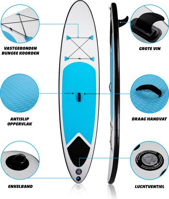 Dunlop Opblaasbaar Sup Board met Accessoires - Blauw/Wit - 305 x 71 x 10 cm